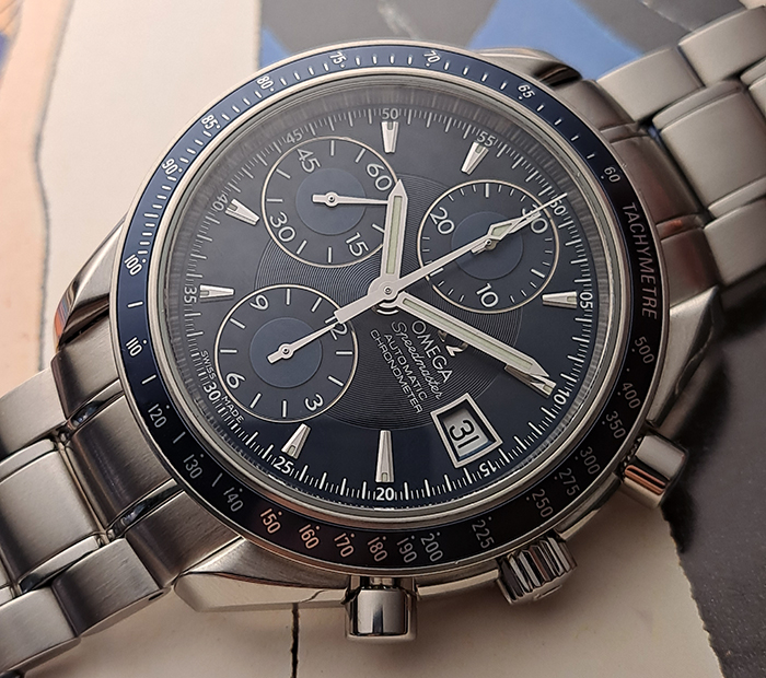 BLUE Omega Speedmaster Automatic Date Wristwatch Ref. 3212.80